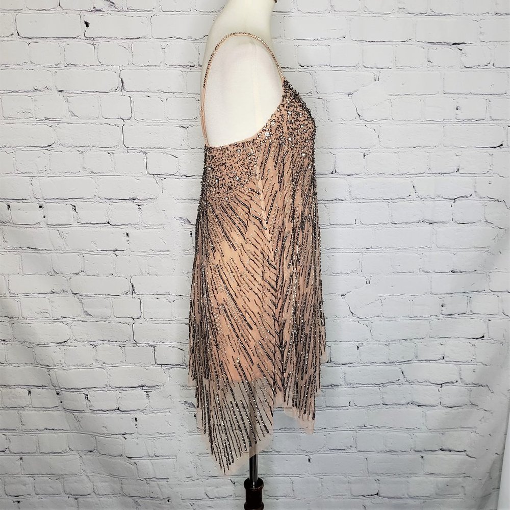 NWT TULAROSA Naiya Beaded Mini Dress in Nude - Picture 5 of 8